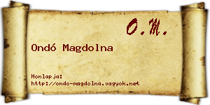 Ondó Magdolna névjegykártya
